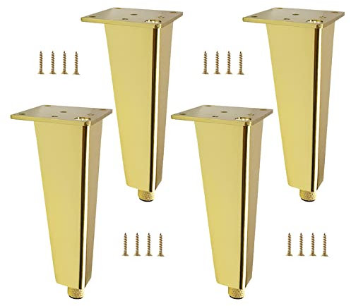 Jolan Furniture Legs 8cm 10cm 12cm 15cm 18cm 20cm 25cm 30cm 35cm, 4 Pcs Metal Table Legs, Adjustable Furniture Feet Replacement Legs, Black/Gold/Silver, for Cabinets, Sofas, Desks,Gold-18cm(7.1in)