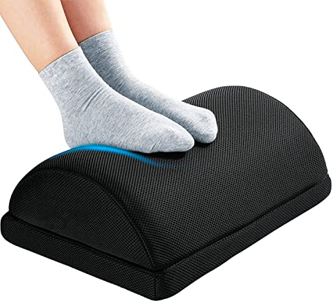 Intirilife Fußstütze Fußablage mit Memory Schaum und Überzug in Schwarz - 44 x 30 x 15 cm - Fußkissen Höhenverstellbar Ergonomisch Stützkissen Fußbank für Büro Home Office