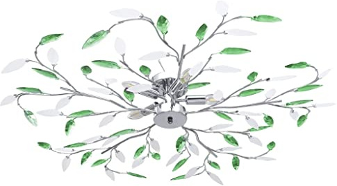 vidaXL Deckenleuchte mit Acrylglas-Blätter für 5 x E14-Lampen Deckenlampe Wohnzimmerlampe Lampe Leuchte Deckenstrahler Pendelleuchte Hängelampe Grün