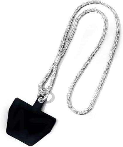 LEDSHLIU Cadena de teléfono móvil Ajustable Gris Diamante completo Colgando Cuello Cordón de teléfono Decoración de teléfono móvil Colgante con caja de teléfono Espaciador Conjunto