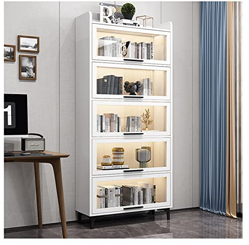 TOMYEUS Bücherregal Raumteiler Kinderstaubfestes Bücherregal mit Glastür Wohnzimmer Boden-to-Decke Bücherregal Rack Schlafzimmer Bücherregal Lagerschritt Büroregal Aktenregal Ordnerregal