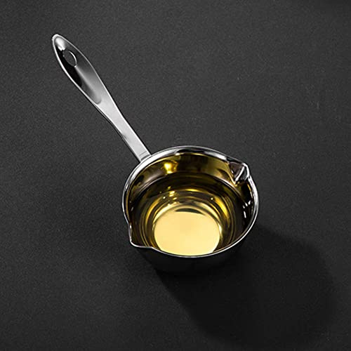 Pot à café turc chauffe-beurre, Saucepan with handle fond plat à induction en acier inoxydable Mini marmite à beurre marmite à lait petite casserole Suitable for all types of cookers(150ML)