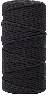 Vaessen Creative Corde Macramé - Noir - 3 mm x 100 m - 100% coton - Fil pour Bracelets Brésiliens, Suspension pour Plantes, Crochet, Rideaux, Attrape-Rêve et Décorations