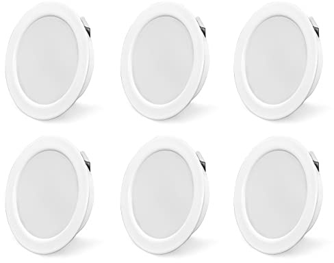 KYOTECH LED Einbaustrahler 230V 4000K Deckenspots 55-58mm 6er Weiß | 3.5W IP44 Möbeleinbauleuchte Neutralweiß LED Spots Ultra Flach 20mm für unterbauleuchte küche
