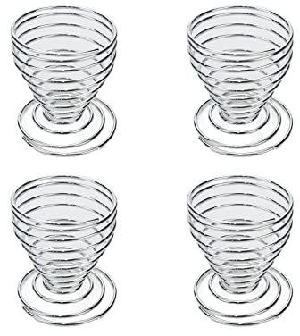 Faotup Lot de 4 coquetiers à ressort en acier inoxydable argenté, coquetiers en acier inoxydable, coquetier moderne, 4 x 4 x 5 cm