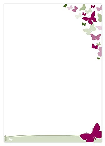 Designpapier Schmetterlinge DP1839 – 25 Blatt Briefpapier – Hochwertiges Motivpapier Geburtstag, Einladung, Brief, Jubiläum, Liebesbrief – Laser- & Inkjetdrucker geeignet – Druckerpapier A4 90g/m²