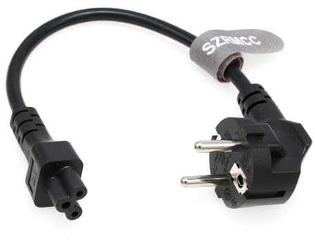 SZRMCC EU Europe 3-Prong Plug to C5 Notebook Power Cord IEC320 C5 to Elbow Schuko CEE7/7 European AC Power Extension Cable for PC TV Monitor 10A