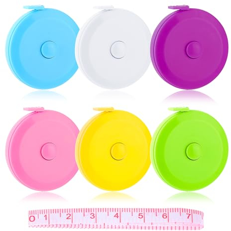 Ouligay 6 Stück Massband Körper Schneidermaßband,Einziehbares Körper Maßband Klein Nähen Bandmaß Körper Bandmaß für Maßband Nähen Measuring Tape zum Messen Von Brust