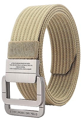 vreplrse Cinturón ajustable con doble anilla en D para hombres y mujeres, resistente y moderno, moderno para un cómodo. Nylon, caqui