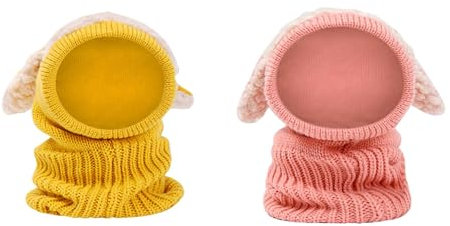 UnoSheng Mütze Mädchen Größe 51 Warme Wollmütze für, Mädchen, Baby, Schal, Wintermütze, Kapuze, Kindermütze, 2er-Pack Schal Mit Katzen (B, One Size)