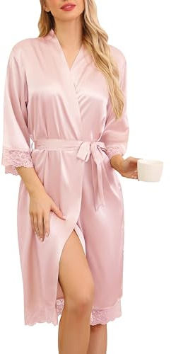 Sopesil Badrock för kvinnor, unisex, morgonrock, siden, lätt kimono, bride, v-ringad, morgonrock för spa, hem och hotell