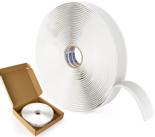 ADHES Butylband Dichtungsbänder, 19mm x 9m x 3mm 1 Rollen, Tape Wasserdichtes Klebeband für Teichbau, Bauwerke, Fassaden, Dach, Wohnwagen, Fenster, Container, Flachdach Weiß Butyl Sealant Tape