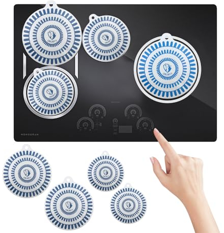OMJMYY 4 Pièces Tapis de Protection Plaque Cuisson Induction en Silicone Plaque de Cuisson Magnétique Cooktop Anti Rayures Non Slip pour Cuisinière à Induction,Rond (2 Pièces18cm/2 Pièces 22cm