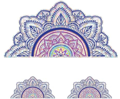 Mandala Prisma Fensteraufkleber Bunte Mandala Nicht Klebende Fensterfolie Mandala Fensterbilder Glasaufkleber Sonnenfänger Aufkleber Anti-Kollisions Aufkleber Verhindert Dass Vögel In Fenster Fliegen