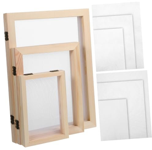 HAWILLOSCH Papierherstellung Mit Form Und Sieb Aus Holz Mesh-Netz Und Saugfähigem Papier Für DIY Handgeschöpftes Papier Robustes Papiersieb Mit Natürlicher Holzstruktur Für Effizientes