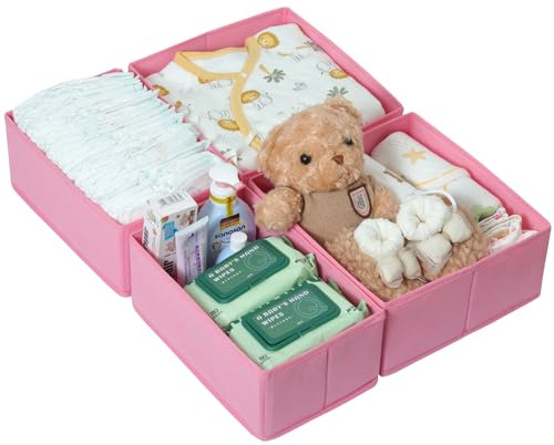 ORLISA 4er Set Schubladen Organizer kompatibel mit PAX Kleiderschrank 50x58 cm, Faltbar Stabil, Aufbewahrungsboxen für Kleidung, in Rosa