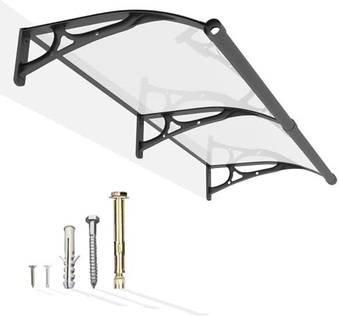 Vordach für Haustür mit separater Entwässerung 120x100cm,Überdachung Haustür aus Robuste Aluminium und Polycarbonat,Pultvordach Fenstervordach für UV-, Regen- und Schneeschutz