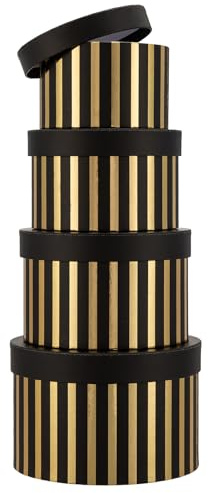 Oairse 4er Set Aufbewahrungsbox mit Deckel Rund Geschenkschachtel Karton Blumenbox Ordnungsboxen Geschenkbox Karton Schmuckschachtel Geschenkbox Geburtstag muttertagsgeschenk Verpackung für Blumen