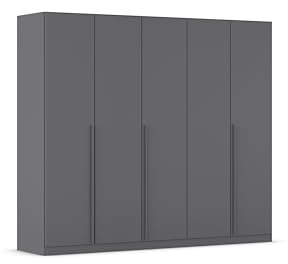 Rauch Möbel ALBA, Kleiderschrank, Farbe Grau metallic, Breite 226 cm | Schrank, 5-türig, Zubehör Basic, für Schlafzimmer, Kinderzimmer, Babyzimmer, Homeoffice, Garderobe, Flur