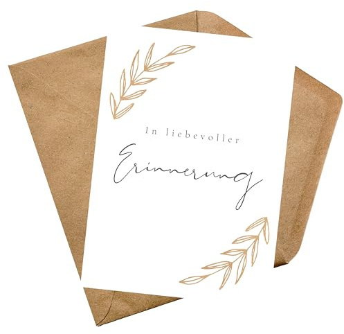 PILUVI THE LABEL Hochwertige Postkarte mit Umschlag In liebevoller Erinnerung einfühlsame Trauerkarte Kondolenzkarte Beileidskarte Gedenkkarte Beileid Trauerfeier Beerdigung Anteilnahme