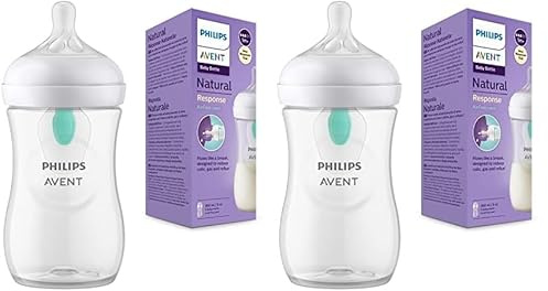 Philips Avent Natural Response Baby Bottle - 260ml Baby Milk Bottle with AirFree Vent, BPA Free for Newborn Babies Aged 1 Months+ (Model SCY673/01) (Pack of 2)