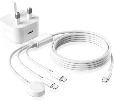 2025 Upgraded 3in1 Fast Charger for Apple Watch and iPhone,20W USB Type C Charging Plug with Fast Charge Lightning Lead 2M for iWatch Series SE/8/7/6/5/4/3/2/1&iPhone 16/15/14/13/12/Pro/Max/XR/XS&iPad