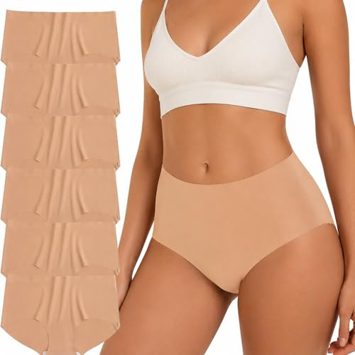 Risipu 6er Pack Unterhosen Damen Nahtlos Polyamid Seamless Slips Stretch Unsichtbare Unterwäsche Atmungsaktiv Panties Weich Damen Slips