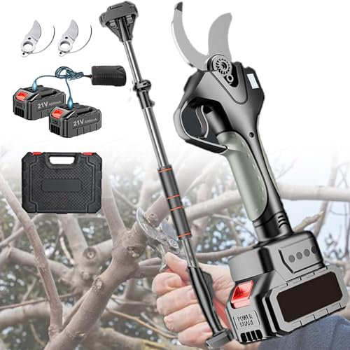 ZXCVBNMQ Sécateur électrique, Sécateur de Jardin électrique, Sécateur avec Perche télescopique de 2,1 m, pour Haies, arbustes, vergers, avec Perche
