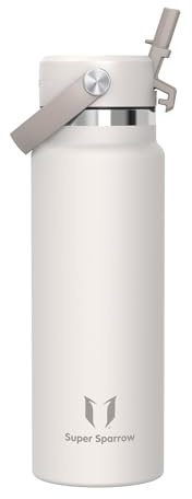 Sparrow Insulated Water Bottle - 1L - Wide Mouth Metal Bottles - SwivelSip Flask with Straw Lid - BPA-Free, Leakproof, Ergonomic - Ideal for Work, Gym, Travel, Sports