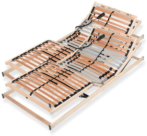 Sleepneo Lattenrost 180x200 cm elektrisch verstellbares Kopf & Fußteil fertig montiert 28 Latten 5 Zonen 150 kg Traglast Birkenschichtholz Made in Germany