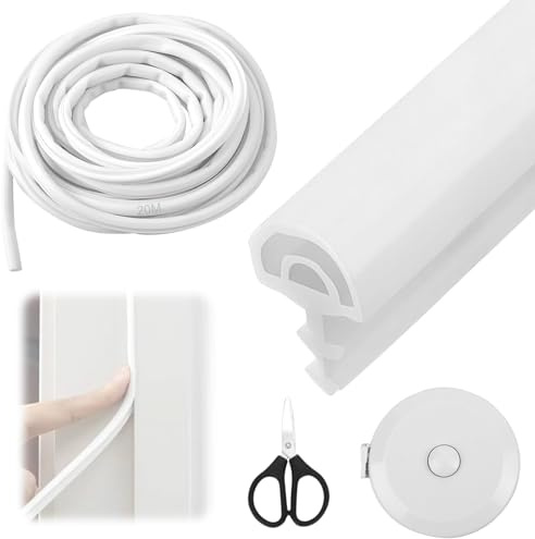 20M Türrahmen Dichtung für Schallschutz - Türdichtung Weiß Holzzarge, Zugluftstopper und Türdichtungen, PVC Zugluftstopper für Türen, für Feuchtigkeitsbest, Schalldämmung und Kollisionsvermeidung