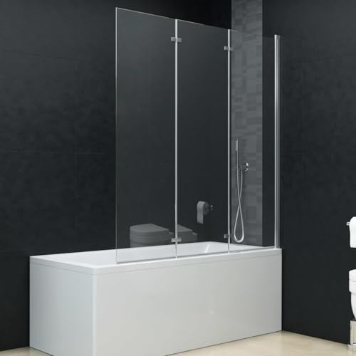 Tidyard Crochet adhesif Mural,Porte Serviette Cabine de Douche Pliable 3 Panneaux ESG 130x138 cm