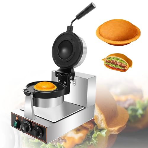 UORDBY UFO Burger Maker, Household Or Commercial UFO Burger Machine,Non-Stick Electric Panini Press, Adjustable Temperature 50-300℃,180° Rotating Ice Cream Sandwich Maker Single-head
