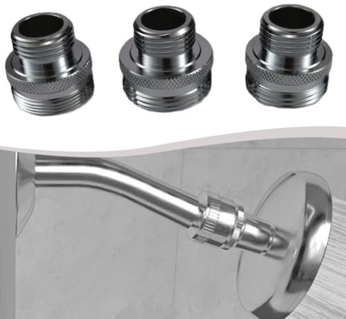 3Pcs Shower Head Swivel Ball Adapter, Shower Ball Joint Extension Pipe Fitting Hose Adaptor 14UN 1-15/64inch, 1-1/8inch, And 20UN 1-1/8inch