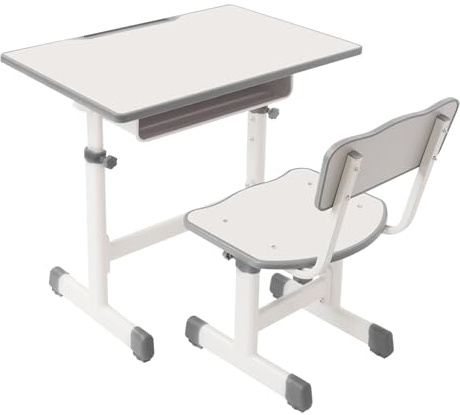 CHERIPOLI Scrivania per bambini, regolabile in altezza, per bambini in età prescolare (bianco)