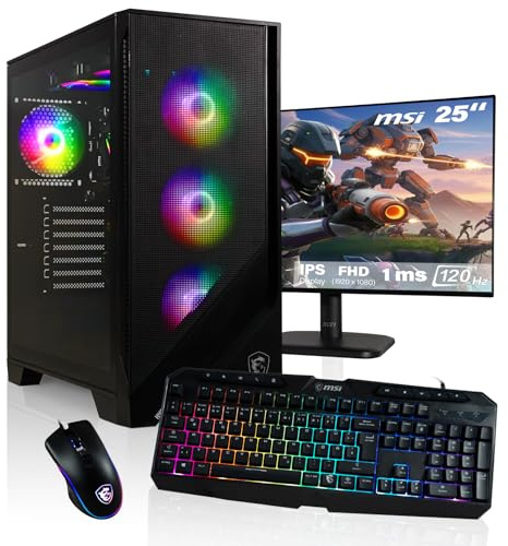 HYPER BYTE® - PC Gaming - Set Completo con AMD Ryzen 7 5700G | 16 GB de RAM DDR4 | SSD 1 TB | Monitor de 25 Pulgadas | Ratón & Teclado | WLAN | Win11 Pro | Ordenador sobremesa Gamers