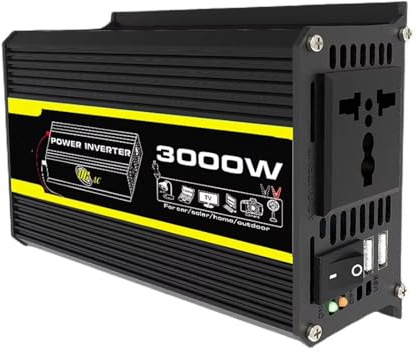 Inverter Onda Pura Inverter Di Potenza Intelligente Da CC 12V A CA 110/220V Trasformatore Di Tensione Auto Porta USB Inverter Potenza Digitale 3000 W Convertitore(12V to 220V Black)