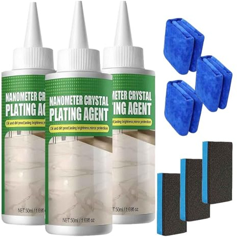 3 pezzi Agente Di Placcatura Nanocristallina In Marmo,Agente Di Placcatura Rivestimento Nanocristallino Per Piastrelle E Mobili,Detergente E Lucidante Per Superfici In Pietra,Long-Lasting