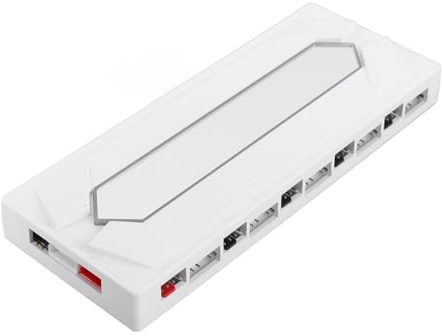 SUNGOOYUE Concentrador de Ventilador ARGB PWM, Potencia Eficiente de 1 a 10 para Ventiladores de CPU de Computadora, Diseño Compacto para Organización de Carcasas de PC (WHITE)