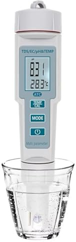 BINGNU Testeur de qualité de l'eau Testeur d'acidité 4 en 1 TDS EC, température, pH, Stylo, testeur de qualité l'eau, thermomètre for Piscine hydroponique