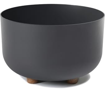 LAMELA Kunststoff Blumentopf rund mit Füßen, Ø 27 cm, 7,4 L - Anthrazit | UV- und frostbeständig, minimalistisches Design - für innen und außen, ein dekorativer Blickfang das ganze Jahr