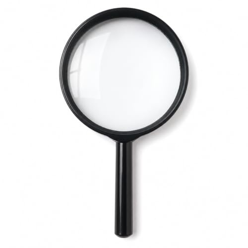 OTHERWISETRIVIAL Lente d'Ingrandimento 90mm, Colore Nero, Manico Antiscivolo, 50% Plastica e 50% Vetro
