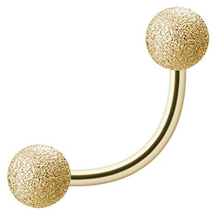 Treuheld | Piercing BANANE in DIAMANT-OPTIK - GOLD - 11 Größen - 316L Chirurgenstahl - sandgestrahlte Kugeln zum Schrauben - matt GOLD - Bauchnabelpiercing Helix Tragus Lippe Ohr - CURVED BARBELL
