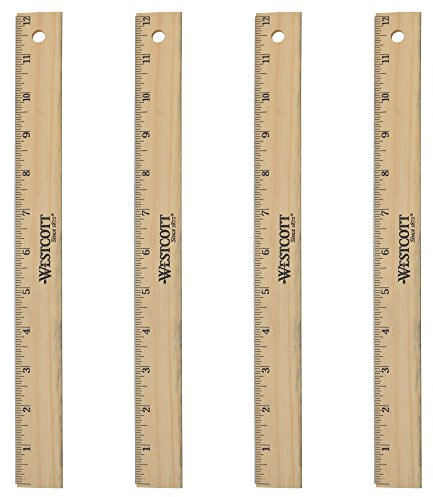 Westcott 12 Beveled Edge Wood Ruler, Pack of 4 (17142)