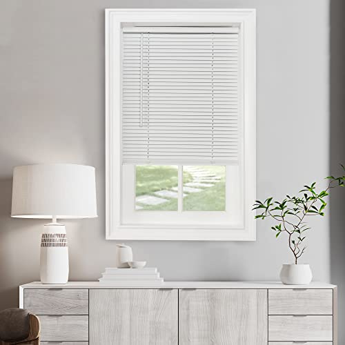 Cordless Light Filtering Mini Blind - 29 Inch Width, 72 Inch Length, 1 Slat Size - Pearl White - Cordless GII Morningstar Horizontal Windows Blinds for Interior by Achim Home Decor