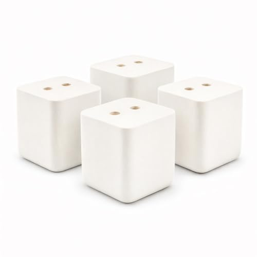 Vershy 4X Möbelfüße Buche/Eiche Massivholz 6cm – Sofafüße eckig gerade Weiß – Holz Möbelbeine zum Anschrauben für Sofa, Couch, Schrank, Bett (4er Set)