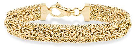 Miabella 18K Gold Over Sterling Silver Italian Byzantine Beaded Mesh Link Chain Bracelet for Women 6.5, 7, 7.5, 8 Inch 925 Handmade in Italy (8)