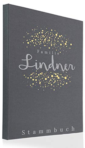 Hochzeitideal Stammbuch der Familie A4 inkl. Personalisierung Bezug Leinen Nr. 183 (Grau)