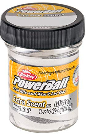 Berkley PowerBait Glitzer-Forellenköder, Silberader, Angelteigköder, Duftverteilungstechnologie, unwiderstehlicher Duft und Geschmack, formbar und einfach zu verwenden