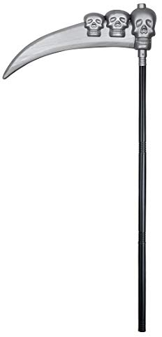 Amakando Originelle Horror-Sense Grim Reaper/Silber-Schwarz 103cm / Halloween Sense mit Totenköpfen/Perfekt geeignet zu Gruselparty & Kostümfest